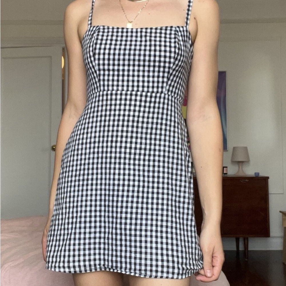 Brandy Melville Karla black and white gingham mini dress - size small